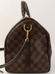 2015 年 Damier Speedy Bandouliere 35 棕色帆布帆布