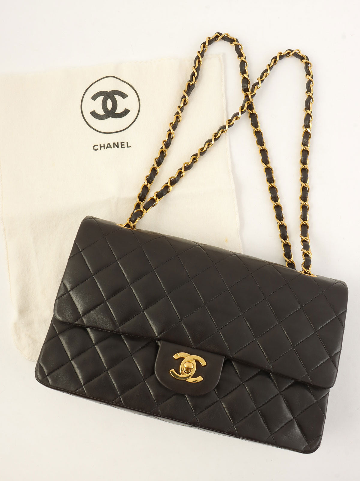1995年頃製 クラシックフラップチェーンバッグ25cm ブラック