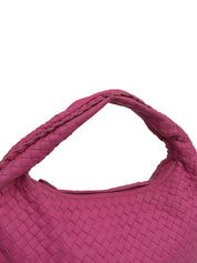 粉色编织单肩包