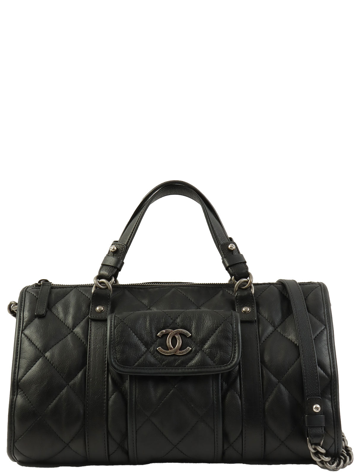 2015 CC Mark Matelasse Stitch 2-Way Boston Bag, Black