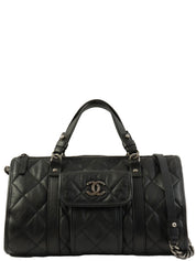 2015 CC Mark Matelasse Stitch 2-Way Boston Bag, Black
