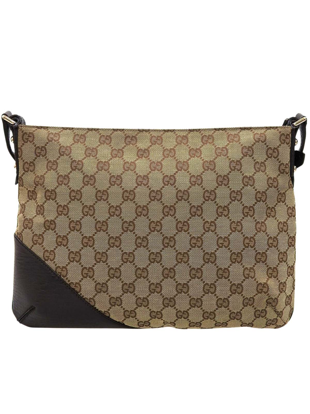 帆布 GG 图案雪莉线马衔扣单肩包，米色