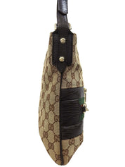 帆布 GG 图案雪莉线马衔扣单肩包，米色