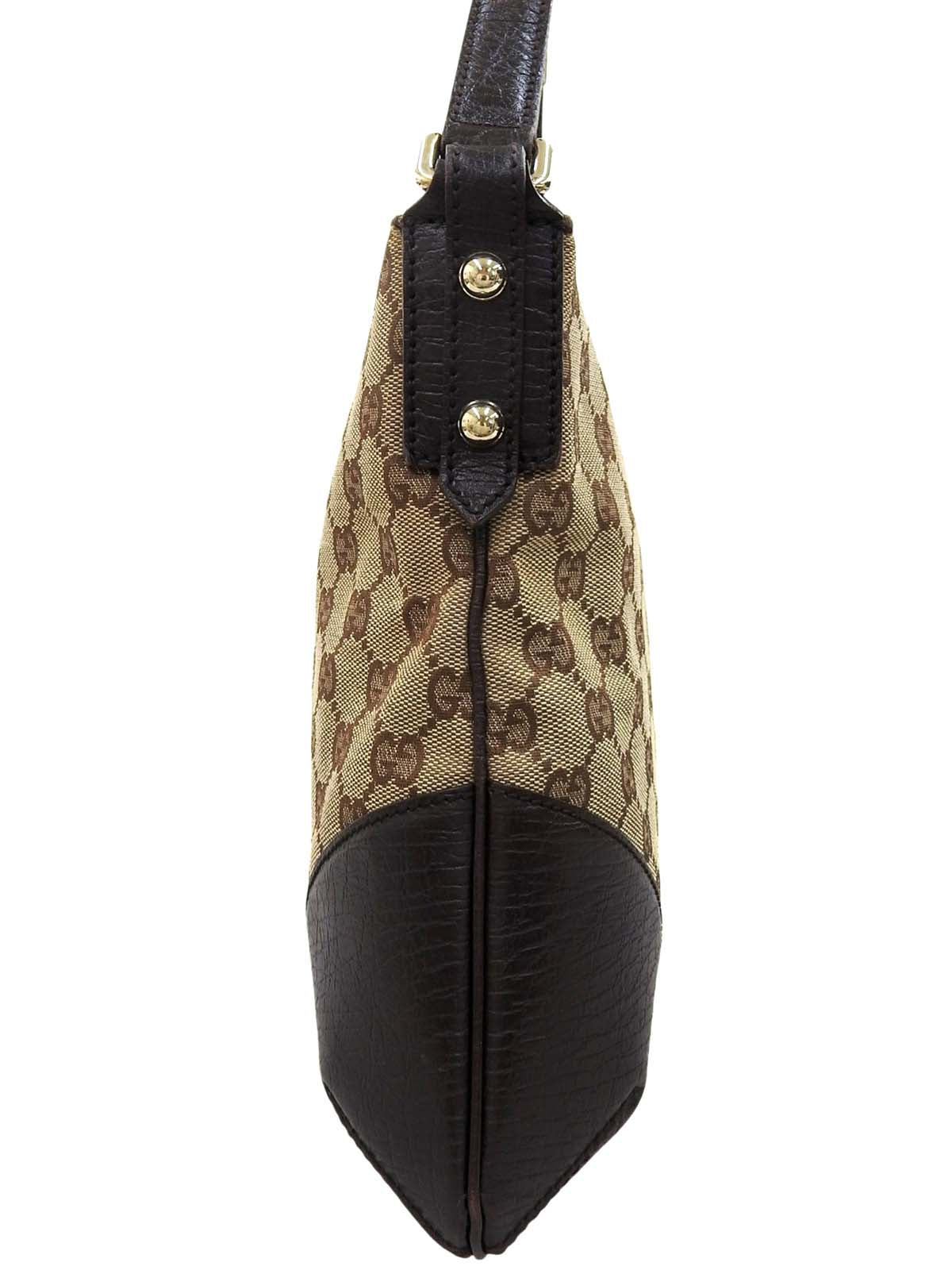 帆布 GG 图案雪莉线马衔扣单肩包，米色