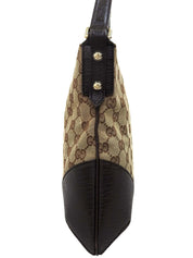 帆布 GG 图案雪莉线马衔扣单肩包，米色