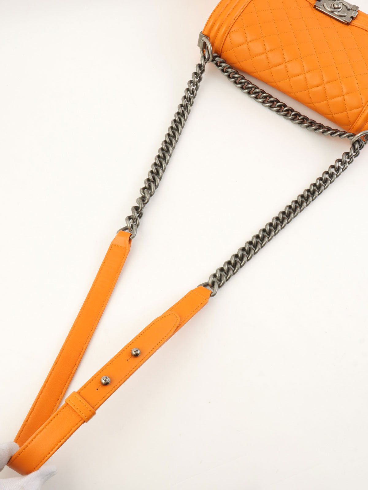 2014年頃製 ボーイシャネルチェーンショルダーバッグ オレンジ
