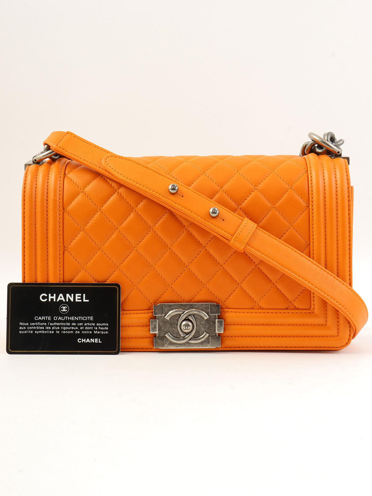 2014年頃製 ボーイシャネルチェーンショルダーバッグ オレンジ