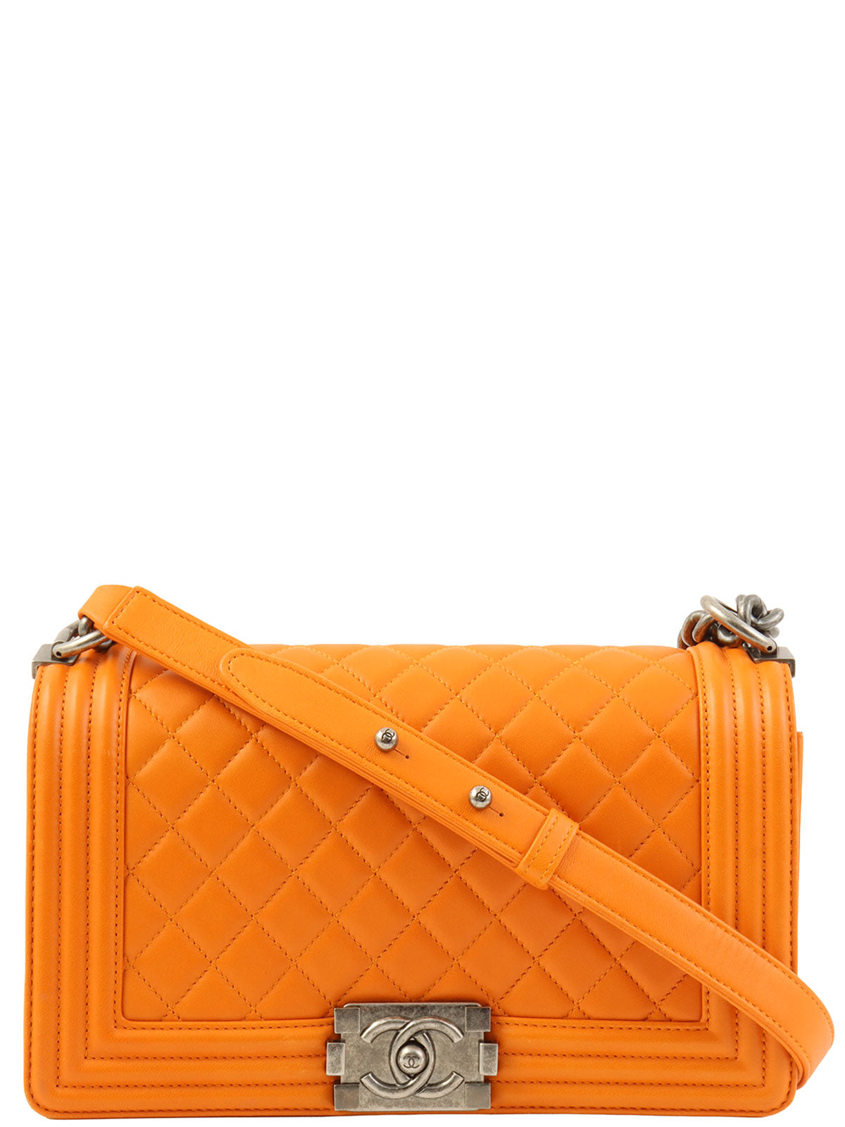 2014年頃製 ボーイシャネルチェーンショルダーバッグ オレンジ