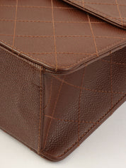 1998年鱼子酱皮CC旋扣链条单肩包，棕色