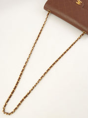 1998年鱼子酱皮CC旋扣链条单肩包，棕色