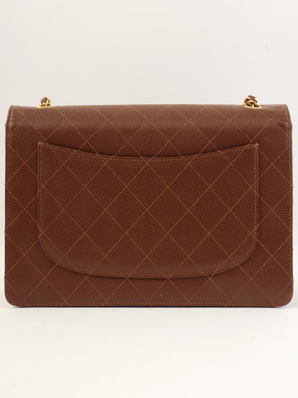 1998年鱼子酱皮CC旋扣链条单肩包，棕色