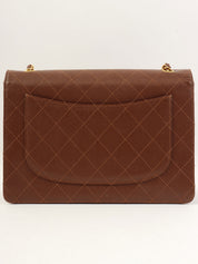 1998年鱼子酱皮CC旋扣链条单肩包，棕色