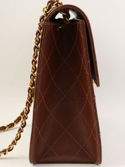 1998年鱼子酱皮CC旋扣链条单肩包，棕色