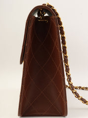 1998年鱼子酱皮CC旋扣链条单肩包，棕色