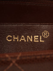 1998年鱼子酱皮CC旋扣链条单肩包，棕色