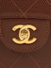 1998年鱼子酱皮CC旋扣链条单肩包，棕色