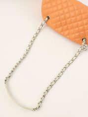 2013年頃製 キャビアスキンCCマークチャームチェーンショルダーバッグ オレンジ/ホワイト