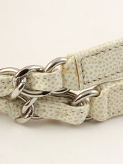 2013年頃製 キャビアスキンCCマークチャームチェーンショルダーバッグ オレンジ/ホワイト