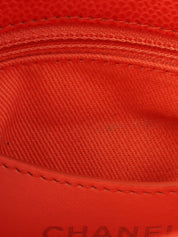 2013年頃製 キャビアスキンCCマークチャームチェーンショルダーバッグ オレンジ/ホワイト