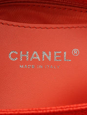 2013年頃製 キャビアスキンCCマークチャームチェーンショルダーバッグ オレンジ/ホワイト