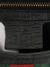 Canvas GG Pattern Sherry Line Horsebit Plate Shoulder Bag in Black