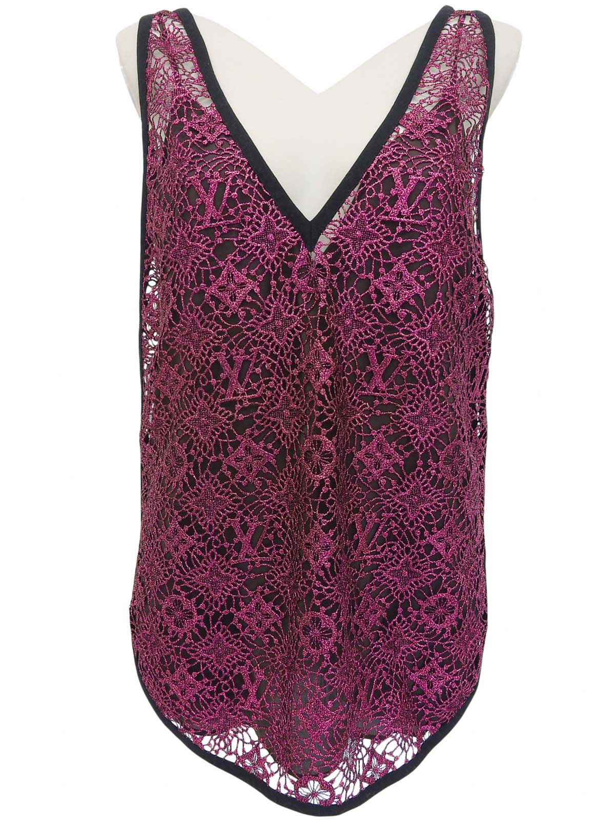 モノグラムレースノースリーブトップス ピンク