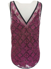 モノグラムレースノースリーブトップス ピンク