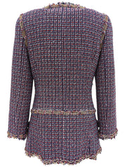 2008年製 ツイードCCマークボタンジャケット グリーン/レッド/マルチ