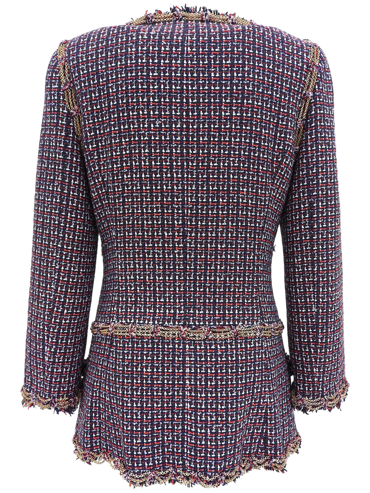 2008年製 ツイードCCマークボタンジャケット グリーン/レッド/マルチ