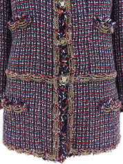 2008年製 ツイードCCマークボタンジャケット グリーン/レッド/マルチ