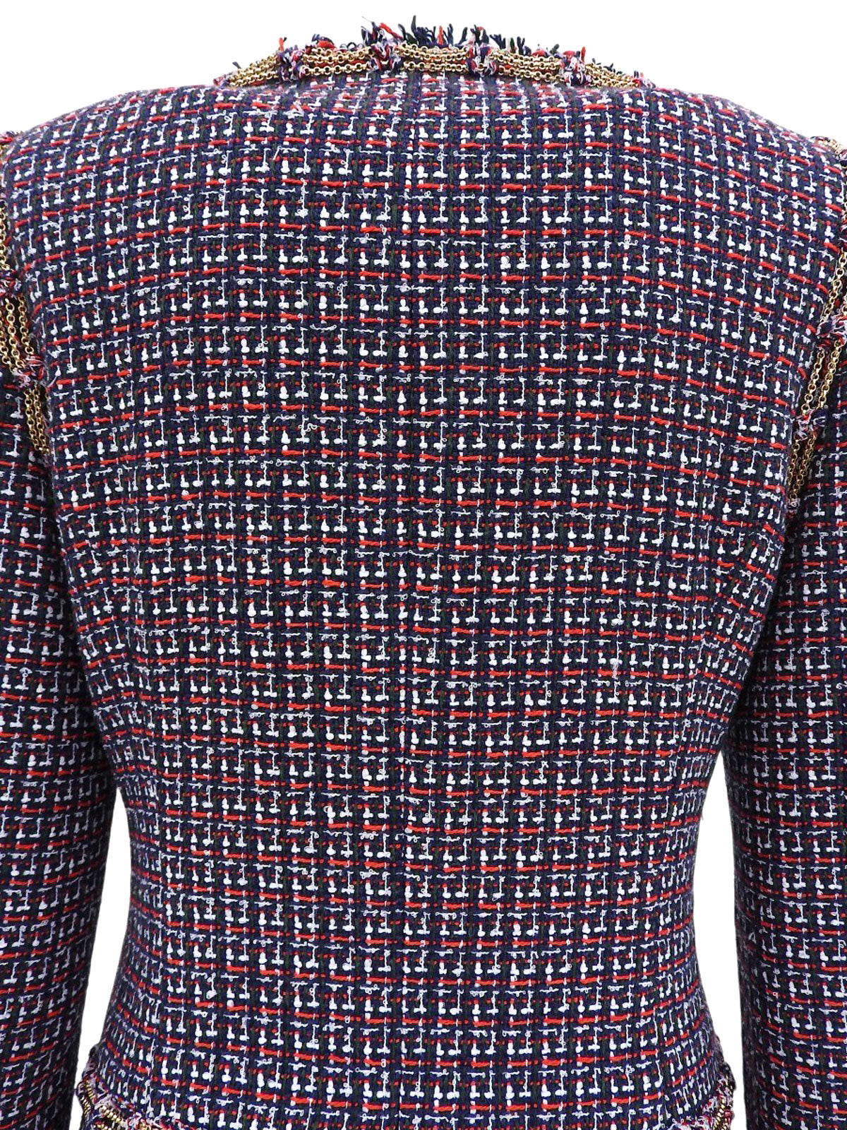 2008年製 ツイードCCマークボタンジャケット グリーン/レッド/マルチ