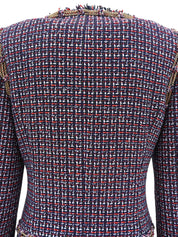 2008年製 ツイードCCマークボタンジャケット グリーン/レッド/マルチ