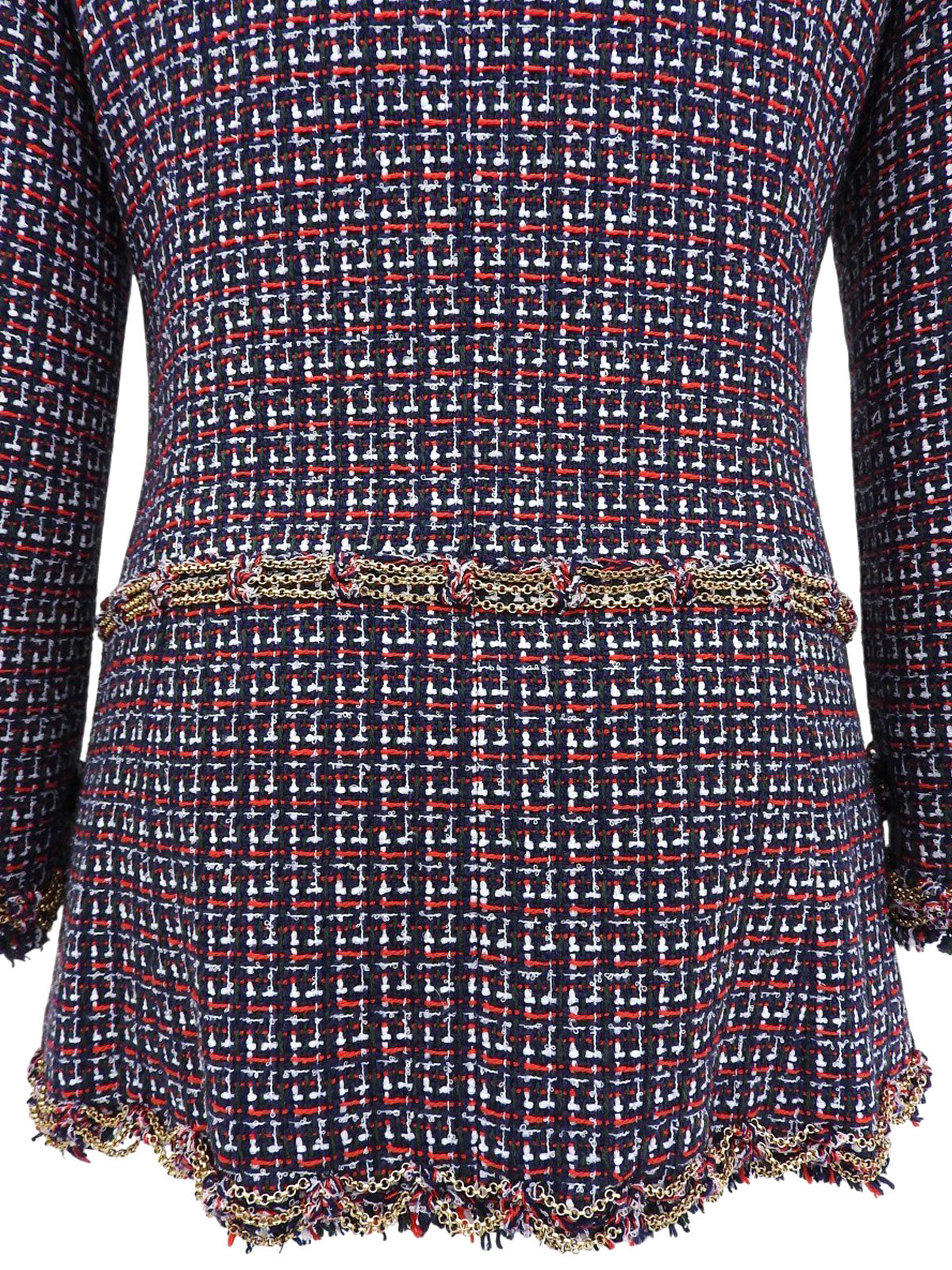 2008年製 ツイードCCマークボタンジャケット グリーン/レッド/マルチ