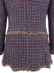 2008年製 ツイードCCマークボタンジャケット グリーン/レッド/マルチ