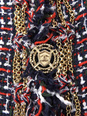 2008年製 ツイードCCマークボタンジャケット グリーン/レッド/マルチ