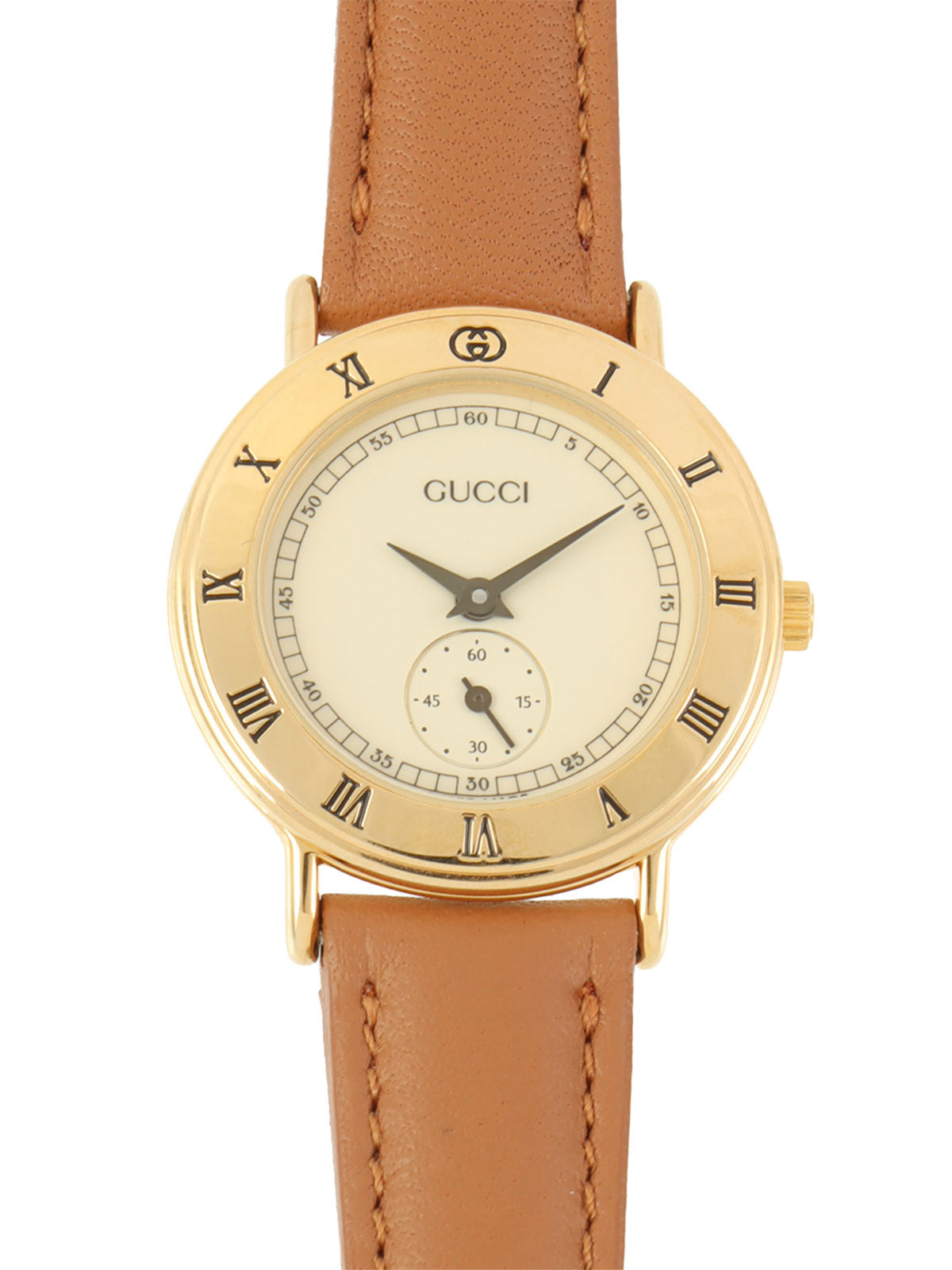 ラウンドロゴフェイスウォッチ ブラウン/ゴールド