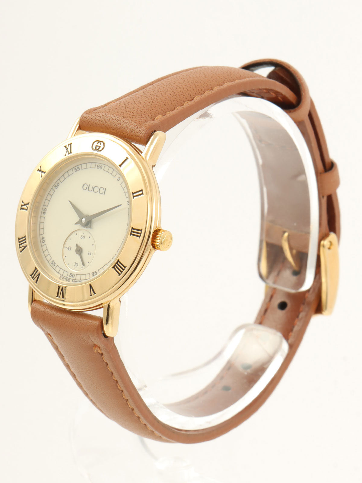 ラウンドロゴフェイスウォッチ ブラウン/ゴールド