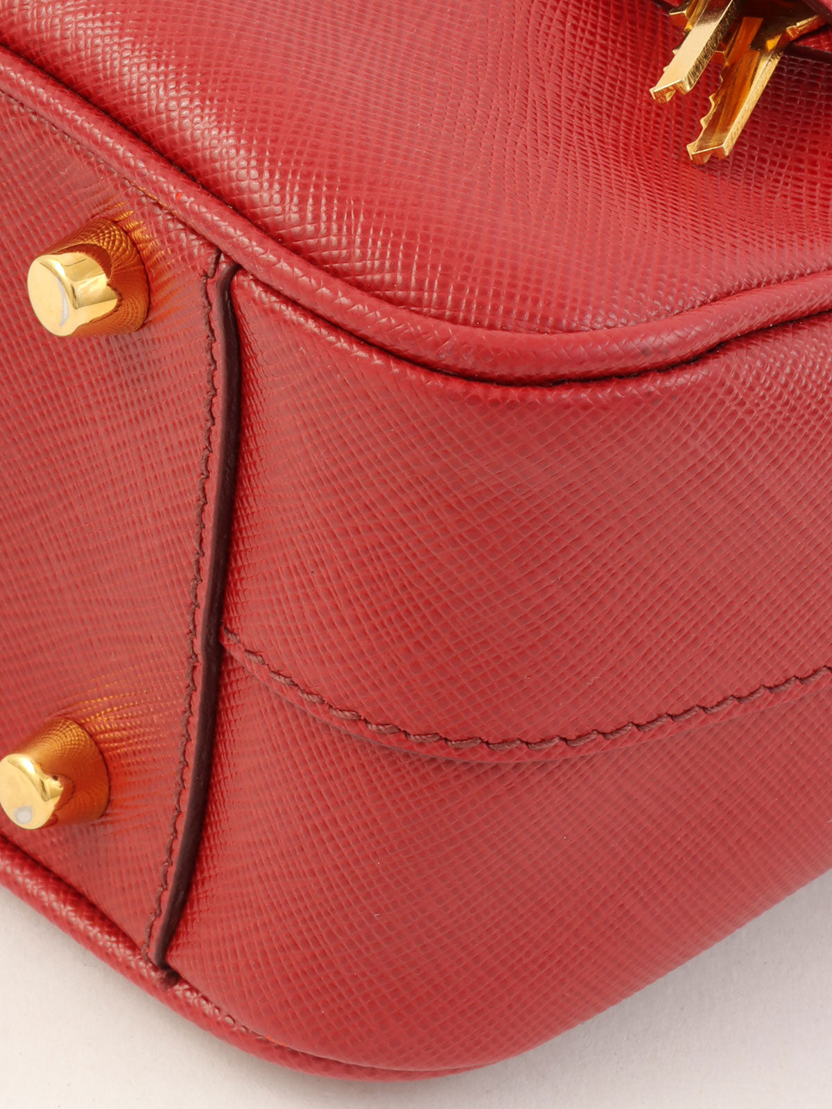Saffiano Logo Plate Handbag in Red