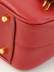 Saffiano Logo Plate Handbag in Red