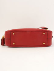 サフィアーノロゴプレートハンドバッグ レッド