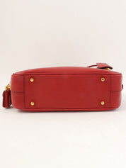 Saffiano Logo Plate Handbag in Red