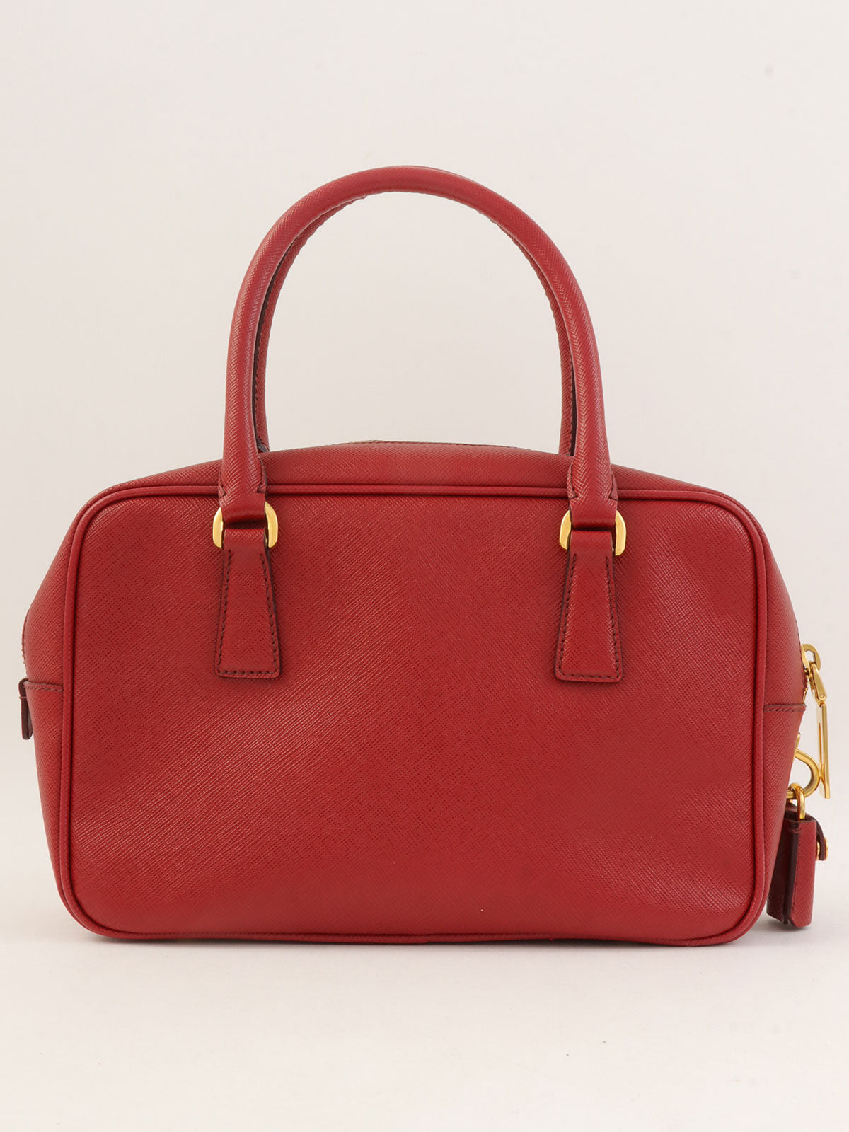 サフィアーノロゴプレートハンドバッグ レッド