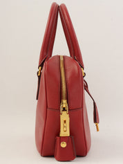 Saffiano Logo Plate Handbag in Red