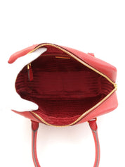 Saffiano Logo Plate Handbag in Red