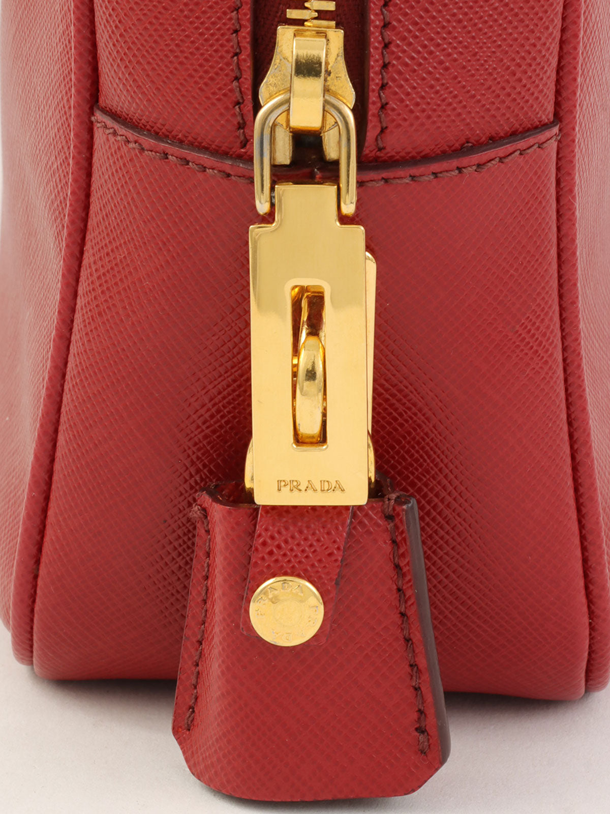Saffiano Logo Plate Handbag in Red