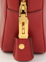 Saffiano Logo Plate Handbag in Red
