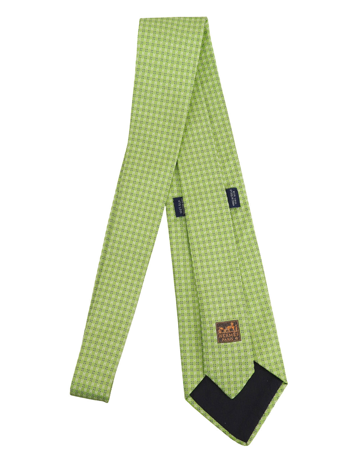 H logo pattern tie in light green