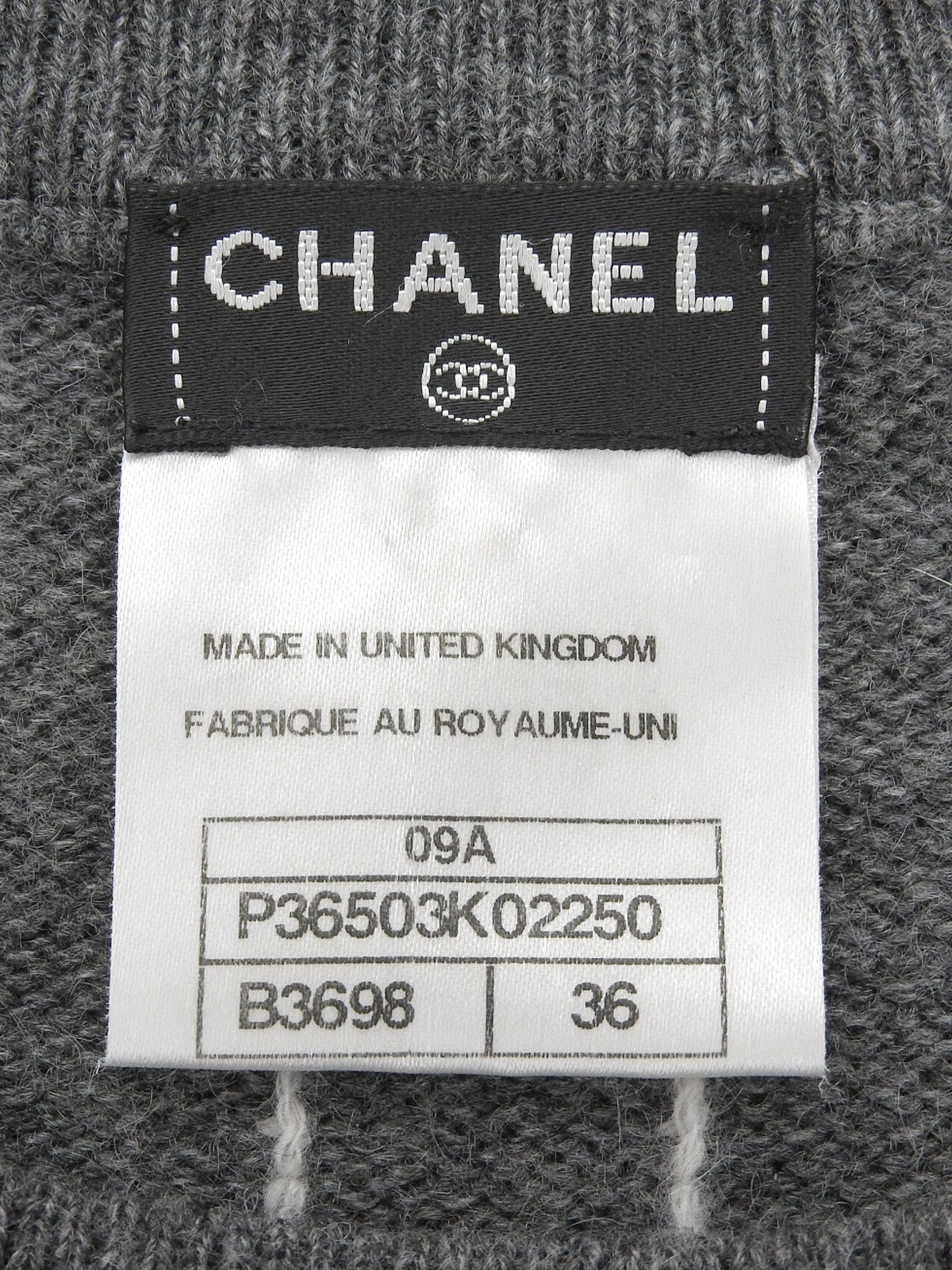 2009年製 カシミアCCマークボタン半袖ニットワンピース グレー