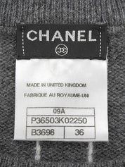 2009年製 カシミアCCマークボタン半袖ニットワンピース グレー