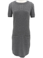 2009年製 カシミアCCマークボタン半袖ニットワンピース グレー